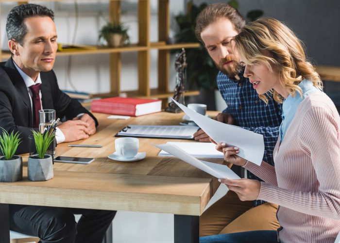 Couple in lawyer's office